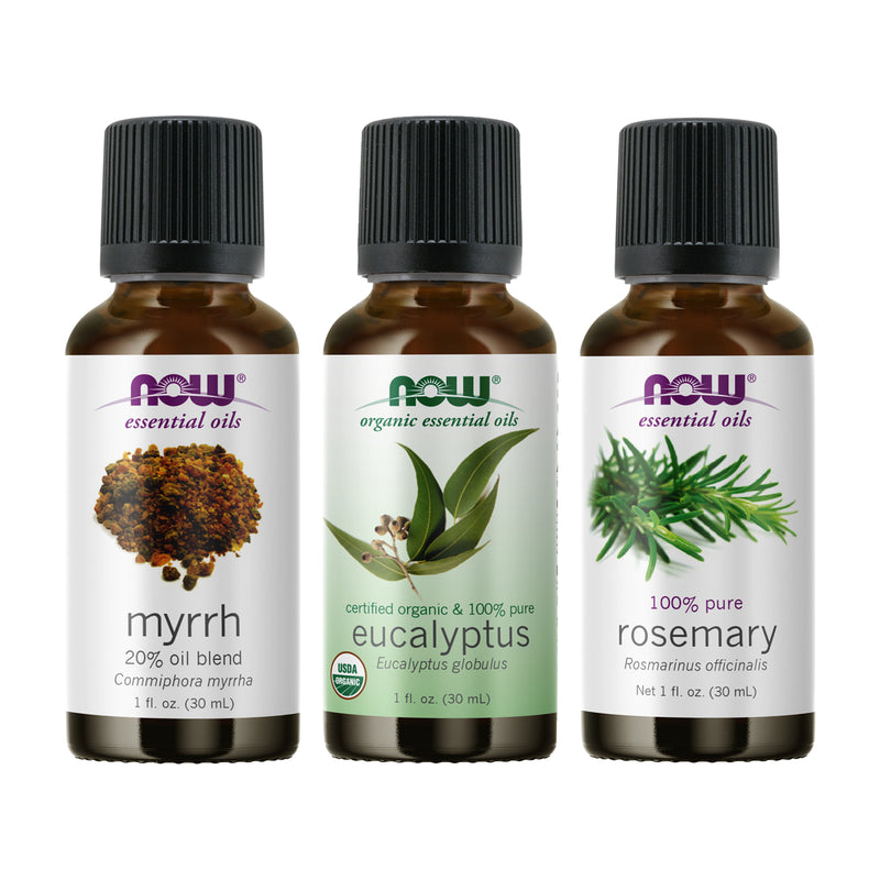 NOW Foods Essential Oil Bundle: Breathe Deep (Myrrh Eucalyptus Rosemary) - DailyVita