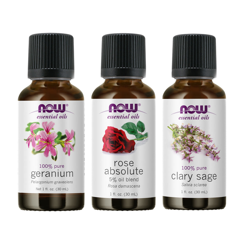 NOW Foods Essential Oil Bundle: Daily Balance (Geranium Rose Absolute Clary Sage) - DailyVita