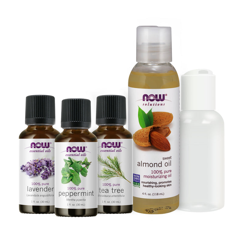 NOW Foods Essential Oil Bundle: Mosquito & Bug Bite Soother (Sweet Almond Oil Peppermint Lavender Tea Tree) - DailyVita