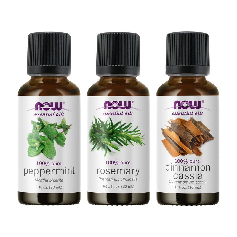 NOW Foods Essential Oil Bundle: Energizing (Peppermint Rosemary Cinnamon) - DailyVita