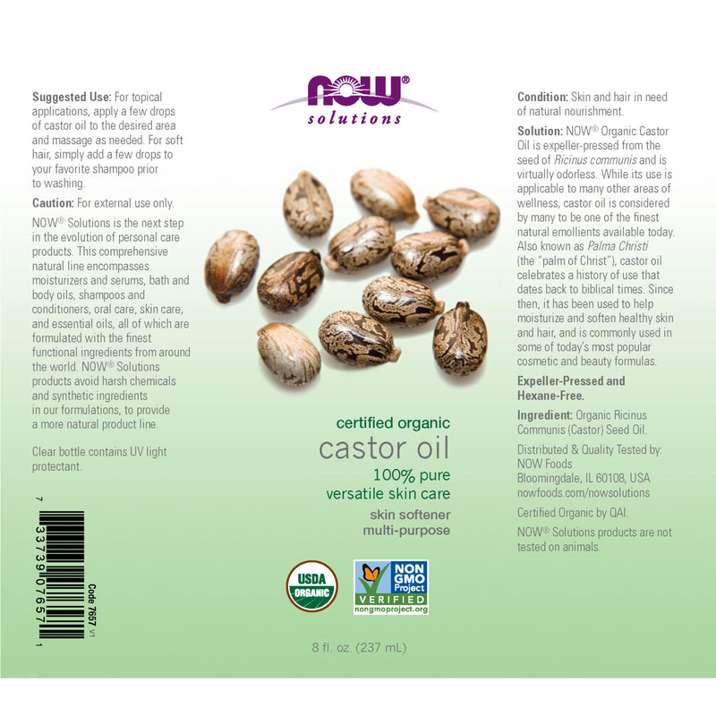 NOW Foods Castor Oil Organic 8 fl oz - DailyVita