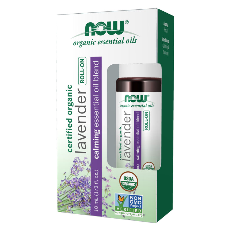 NOW Foods Lavender Essential Oil Blend Organic Roll-On 10 mL - DailyVita