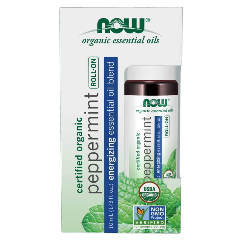NOW Foods Peppermint Essential Oil Blend Organic Roll-On 10 mL - DailyVita