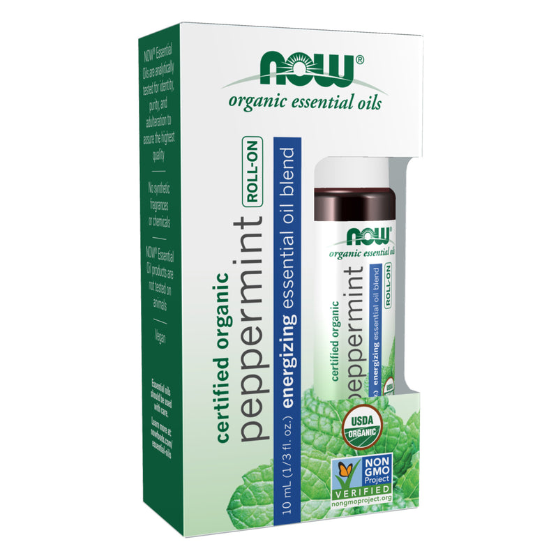 NOW Foods Peppermint Essential Oil Blend Organic Roll-On 10 mL - DailyVita