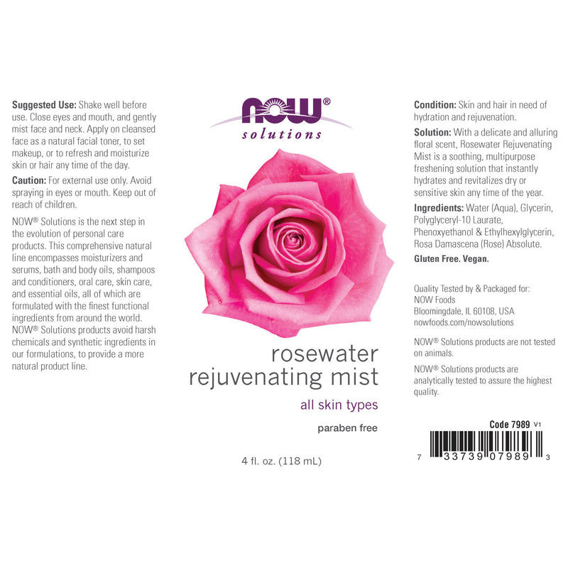 NOW Foods Rosewater Rejuvenating Mist 4 fl oz - DailyVita