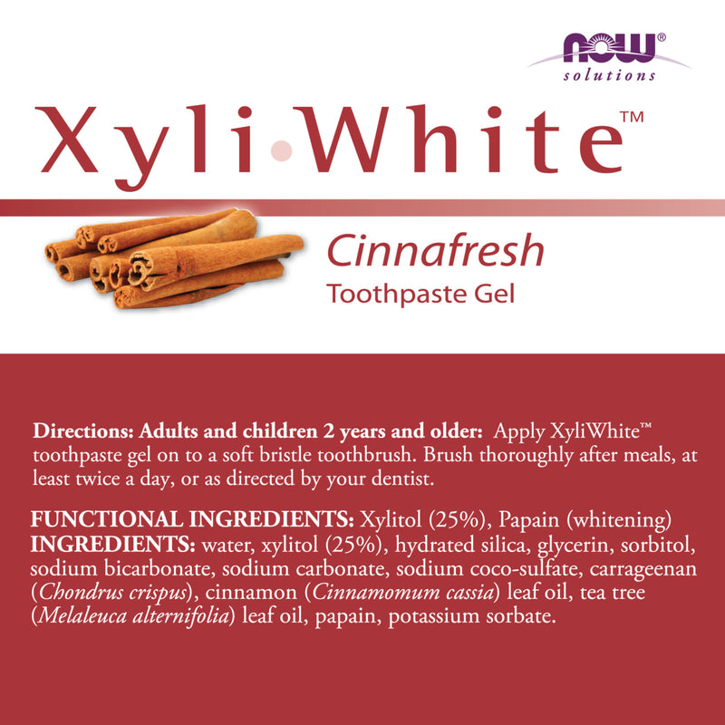 NOW Foods Xyliwhite Cinnafresh Toothpaste Gel 6.4 oz - DailyVita