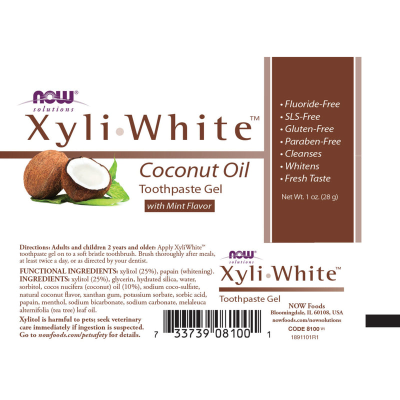 NOW Foods XyliWhite Coconut Oil Toothpaste Gel 1 oz - DailyVita