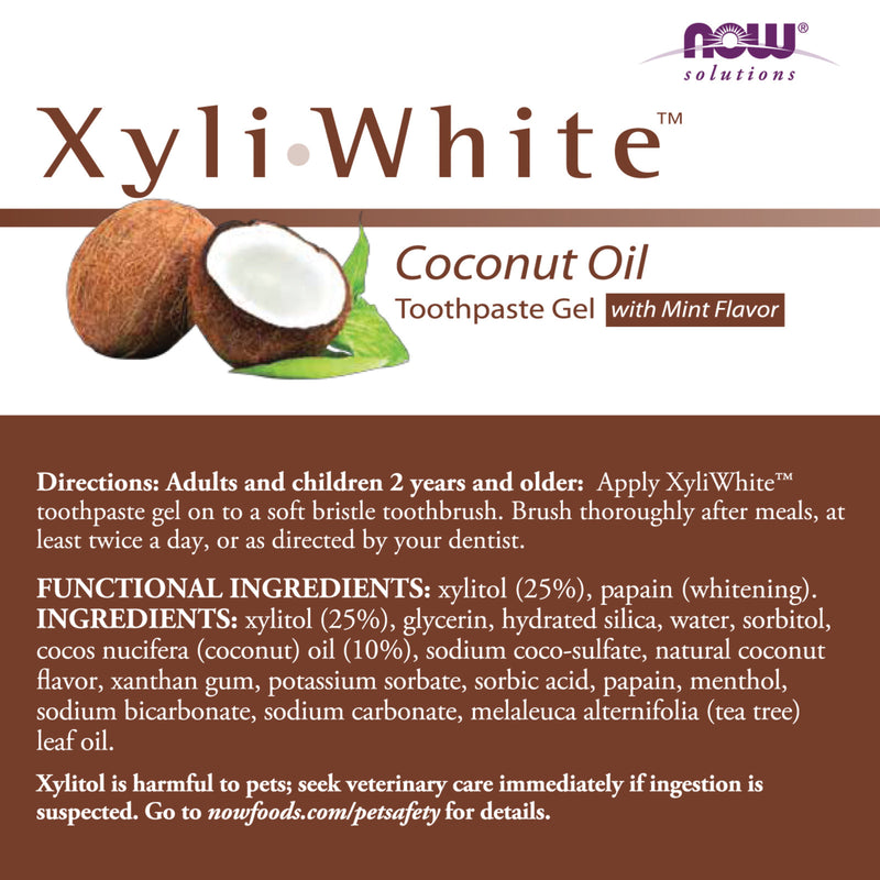 NOW Foods XyliWhite Coconut Oil Toothpaste Gel 6.4 oz - DailyVita