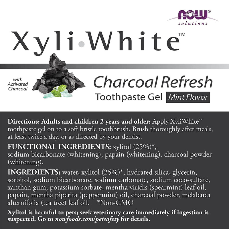 NOW Foods XyliWhite Charcoal Refresh Toothpaste Gel 6.4 oz - DailyVita