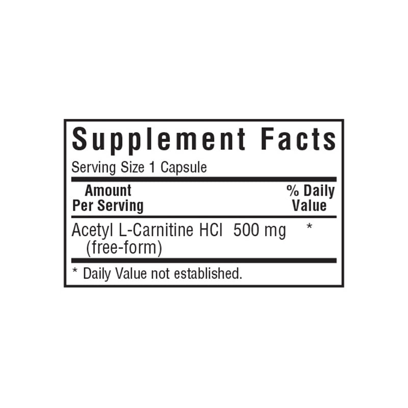 Bluebonnet Acetyl L-Carnitine 500 mg 30 Veg Capsules - DailyVita