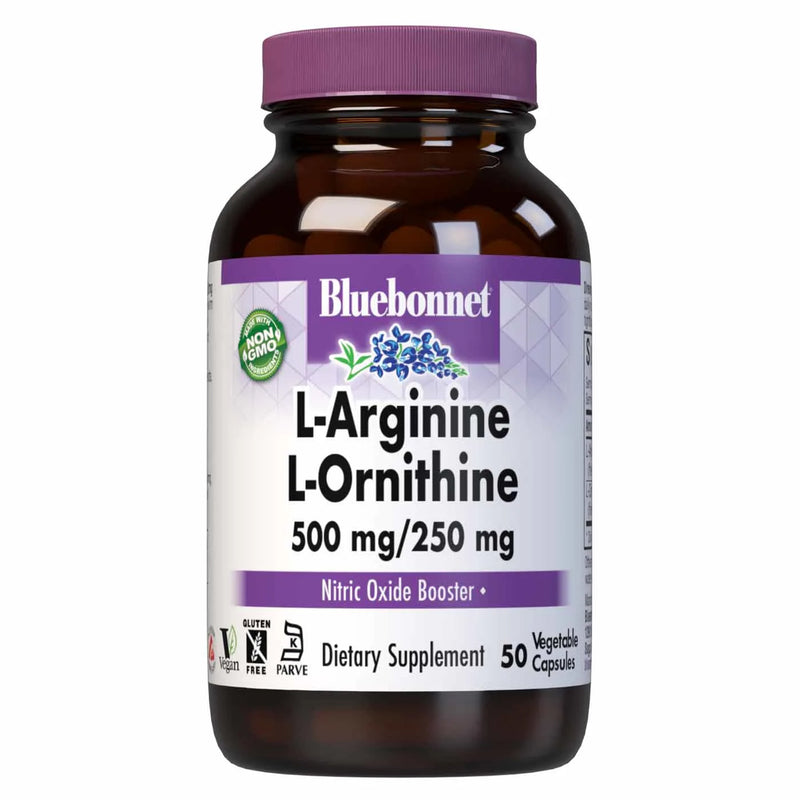 Bluebonnet L-Arginine / L-Ornithine 500 mg / 250 mg 50 Veg Capsules - DailyVita