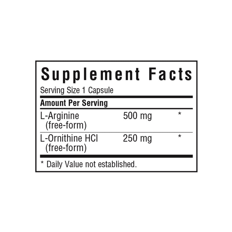 Bluebonnet L-Arginine / L-Ornithine 500 mg / 250 mg 100 Veg Capsules - DailyVita