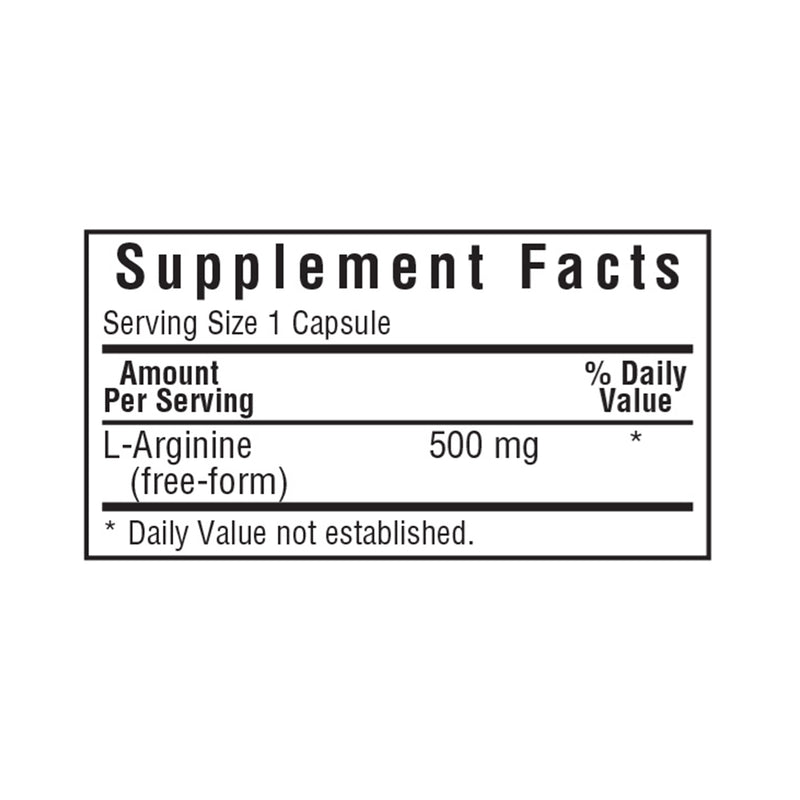 Bluebonnet L-Arginine 500 mg 100 Veg Capsules - DailyVita