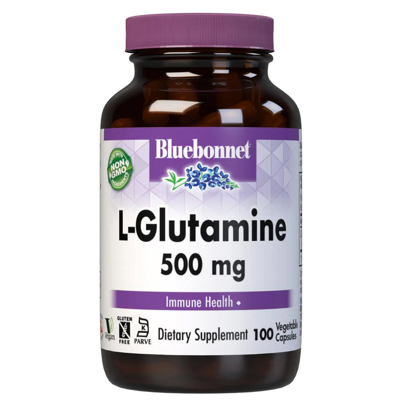 Bluebonnet L-Glutamine 500 mg 100 Veg Capsules - DailyVita