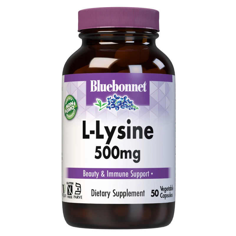 Bluebonnet L-Lysine 500 mg 50 Veg Capsules - DailyVita