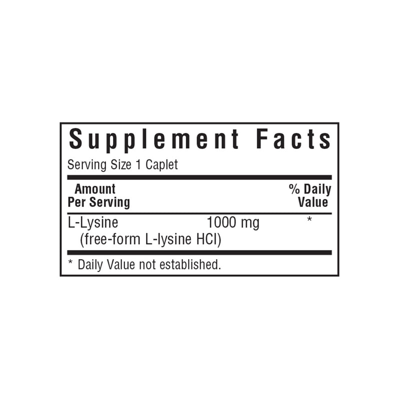 Bluebonnet L-Lysine 1000 mg 100 Caplets - DailyVita