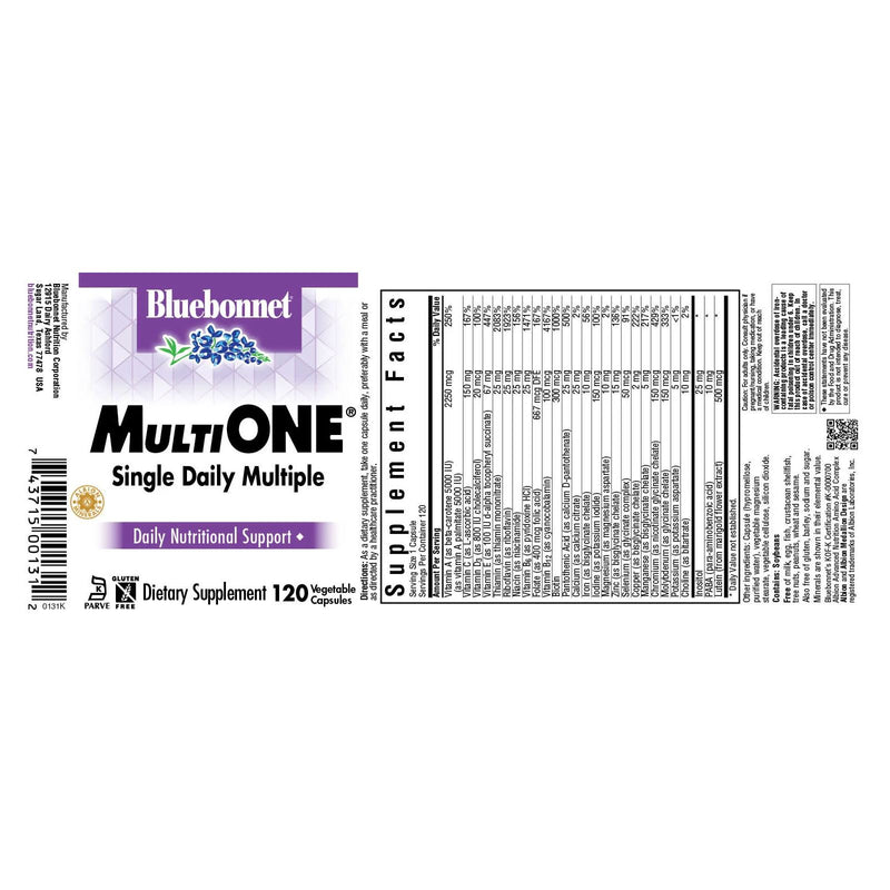 Bluebonnet Multi One (with Iron) 120 Veg Capsules - DailyVita