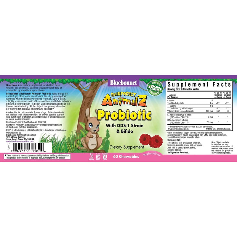 Bluebonnet Rainforest Animalz Probiotic 60 Chewable Wafers - DailyVita