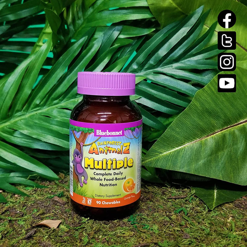 Bluebonnet Rainforest Animalz Whole Food Based Multiple Orange 90 Chewable Tablets - DailyVita