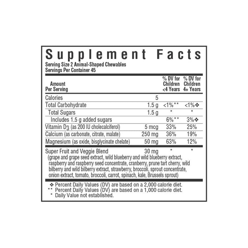Bluebonnet Rainforest Animalz Calcium Magnesium & Vitamin D3 Vanilla Frosting Flavor 90 Chewable Tablets - DailyVita