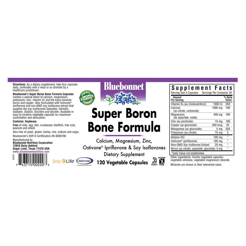 Bluebonnet Super Boron Bone Formula 120 Veg Capsules - DailyVita