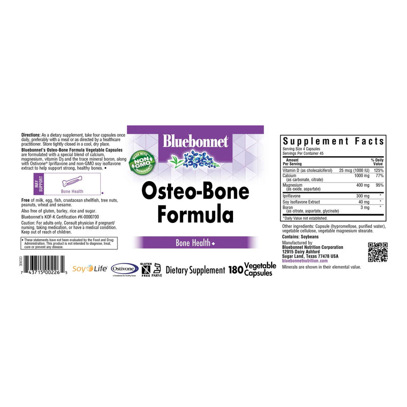Bluebonnet Osteo-Bone Formula 180 Veg Capsules - DailyVita