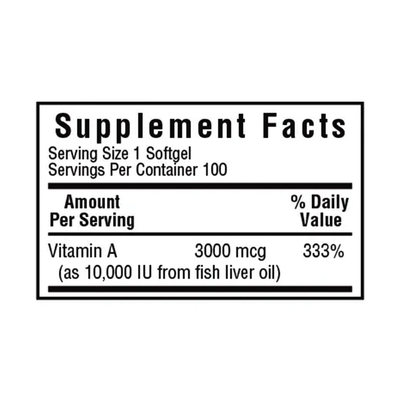 Bluebonnet Vitamin A 3000 mcg (10000 IU) 100 Softgels - DailyVita
