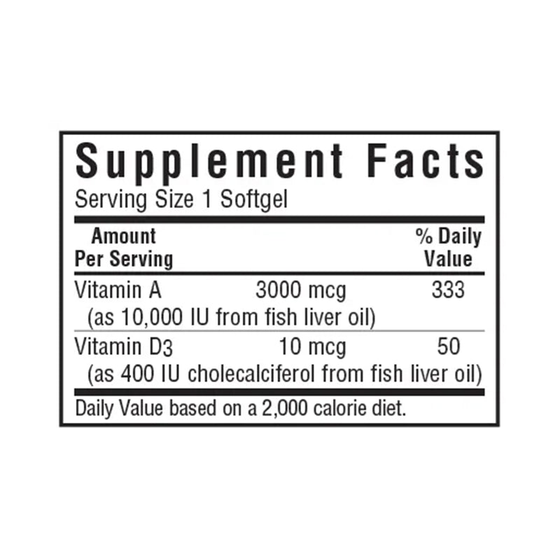 Bluebonnet Vitamin A & D3 3000 mcg (10000 IU)/10 mcg (400 IU) 100 Softgels - DailyVita