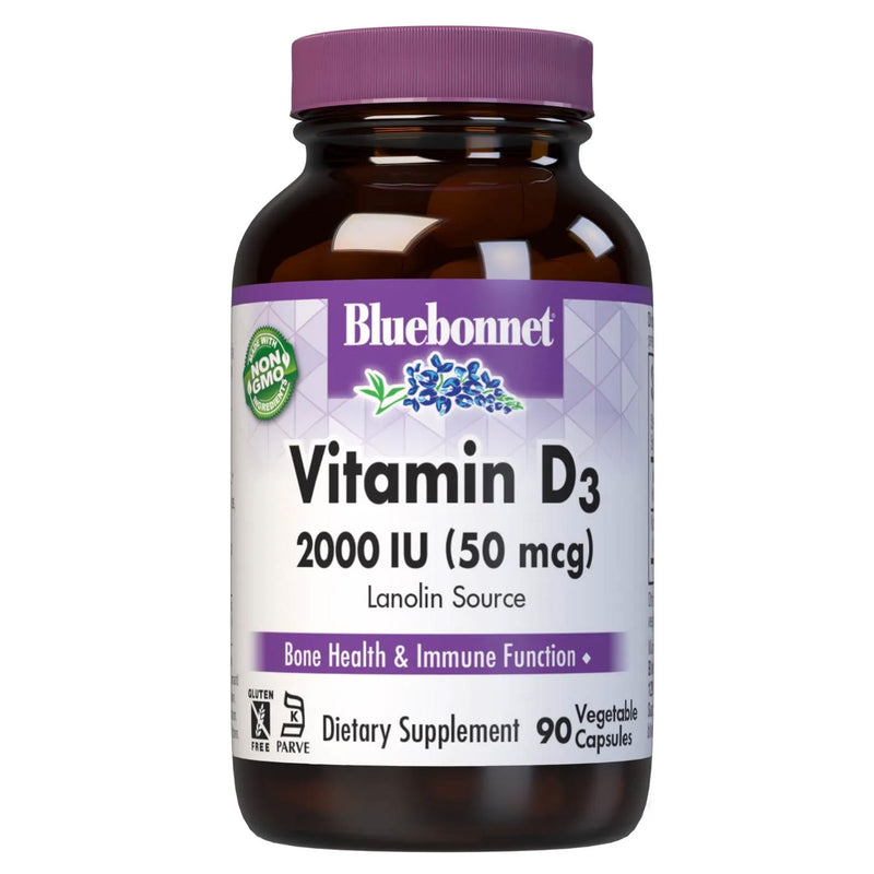 Bluebonnet Vitamin D3 50 mcg (2000 IU) 90 Veg Capsules - DailyVita