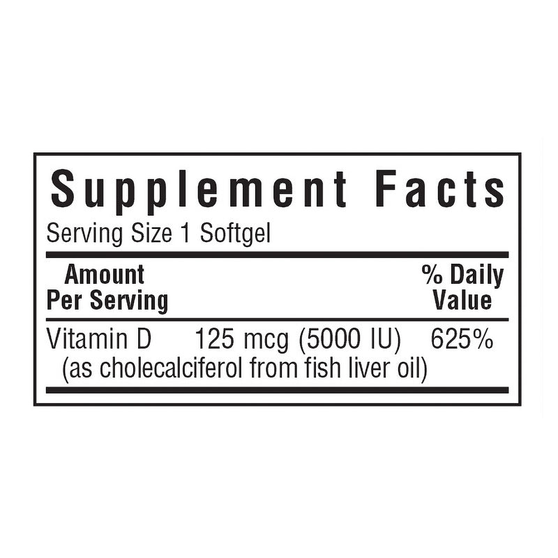 Bluebonnet Vitamin D3 125 mcg (5000 IU) 100 Softgels - DailyVita