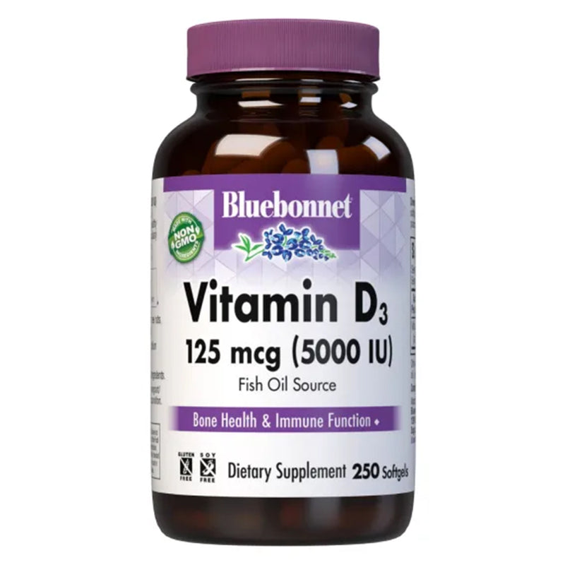 Bluebonnet Vitamin D3 125 mcg (5000 IU) 250 Softgels - DailyVita