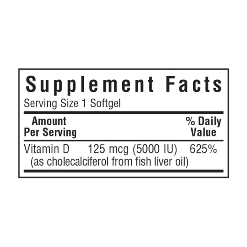 Bluebonnet Vitamin D3 125 mcg (5000 IU) 250 Softgels - DailyVita