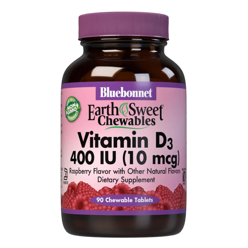 Bluebonnet Earthsweet Chewables Vitamin D3 10 mcg (400 IU) Raspberry 90 Tablets - DailyVita