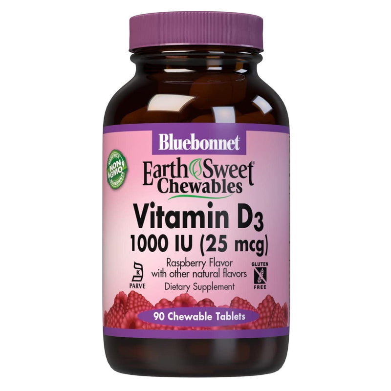 Bluebonnet Earthsweet Chewables Vitamin D3 25 mcg (1000 IU) Raspberry 90 Tablets - DailyVita