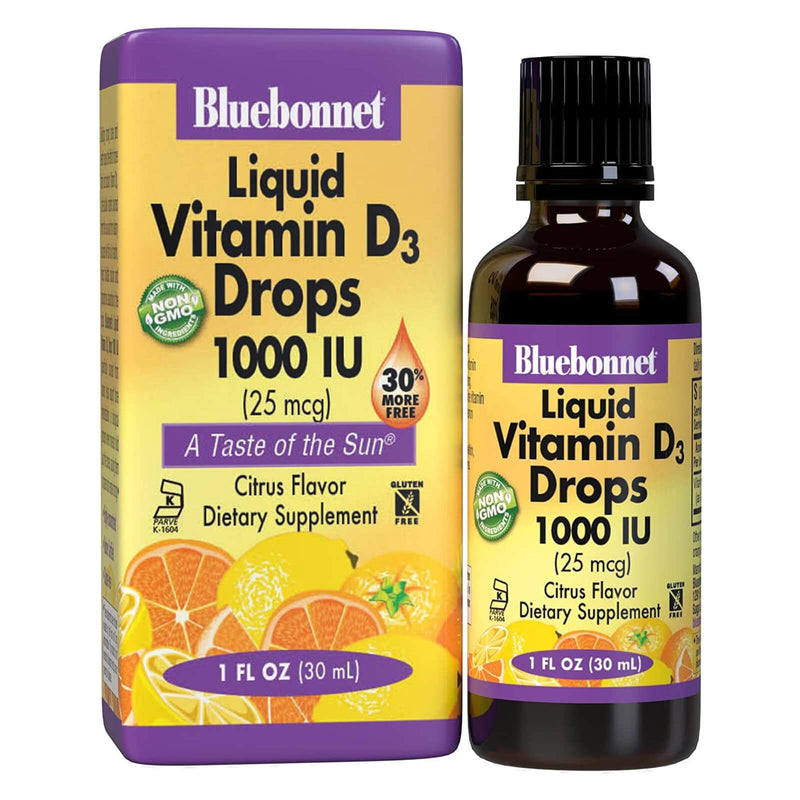 Bluebonnet Liquid Vitamin D3 Drops 25 mcg (1000 IU) Citrus 1 fl oz - DailyVita