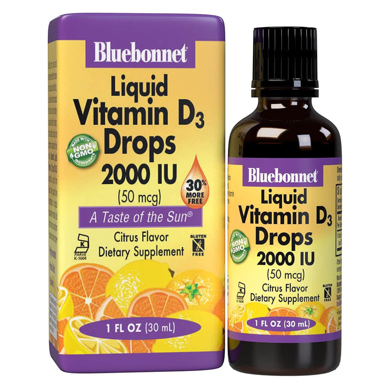 Bluebonnet Liquid Vitamin D3 Drops 50 mcg (2000 IU) Citrus 1 fl oz - DailyVita