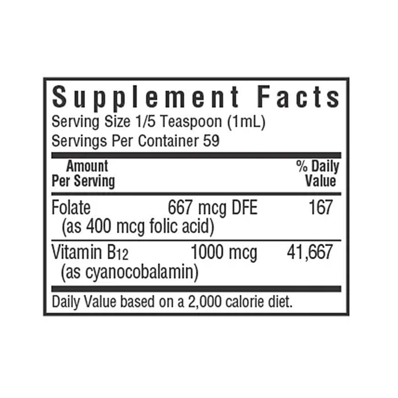 Bluebonnet Liquid Vitamin B-12 & Folic Acid Raspberry 2 fl oz - DailyVita