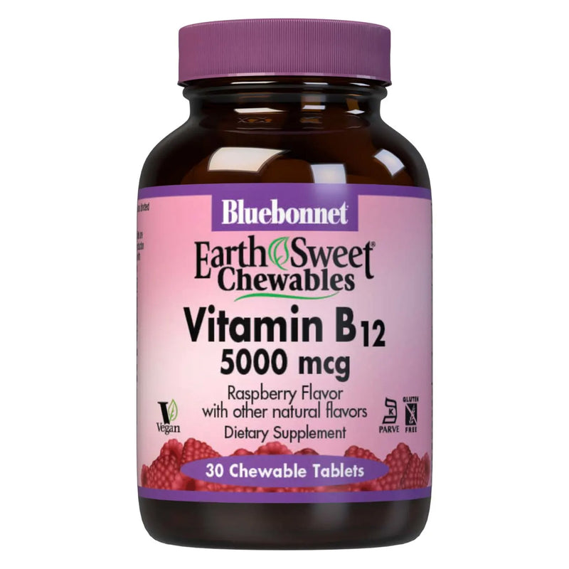 Bluebonnet Earthsweet Chewables Vitamin B-12 5000 mcg Raspberry 30 Tablets - DailyVita