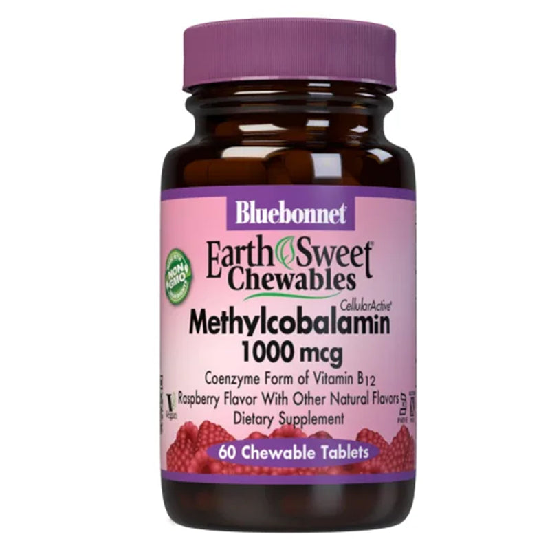 Bluebonnet Earthsweet Chewables Cellular Active Methylcobalamin B-12 1000 mcg Raspberry 60 Tablets - DailyVita
