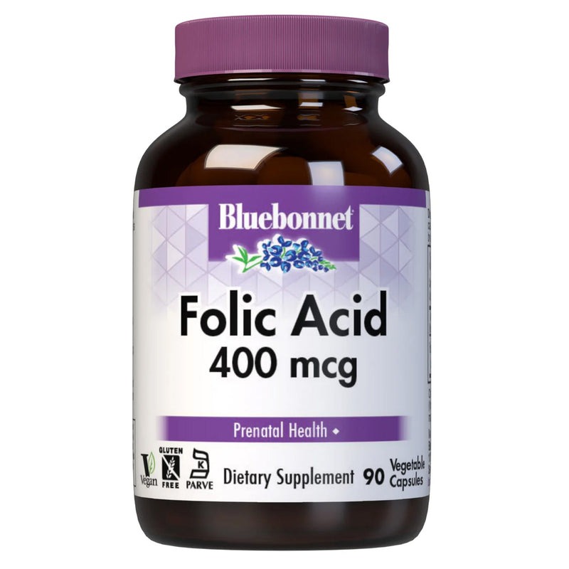 Bluebonnet Folic Acid 400 mcg 90 Veg Capsules - DailyVita