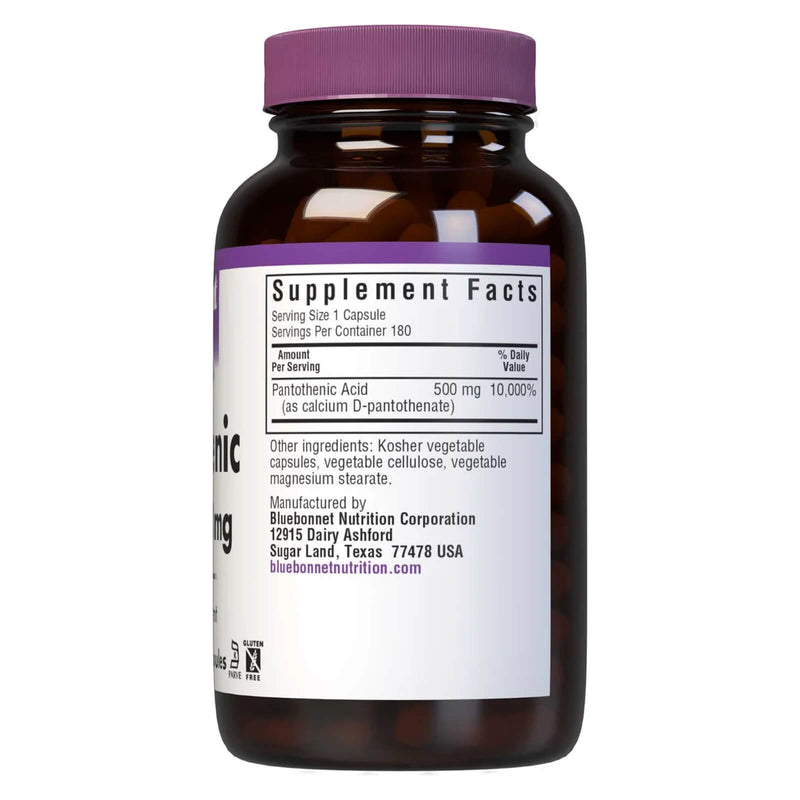 Bluebonnet Pantothenic Acid 500 mg 180 Veg Capsules - DailyVita