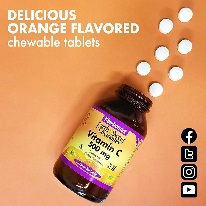 Bluebonnet Earth Sweet Chewables Vitamin C-500 mg Orange 90 Tablets - DailyVita
