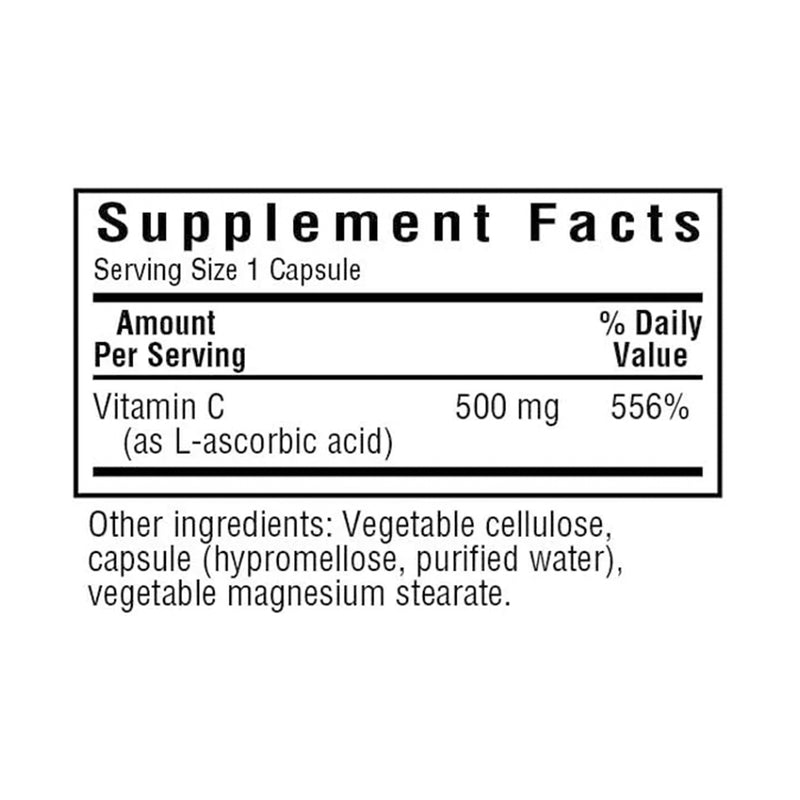 Bluebonnet Vitamin C 500 mg 180 Veg Capsules - DailyVita