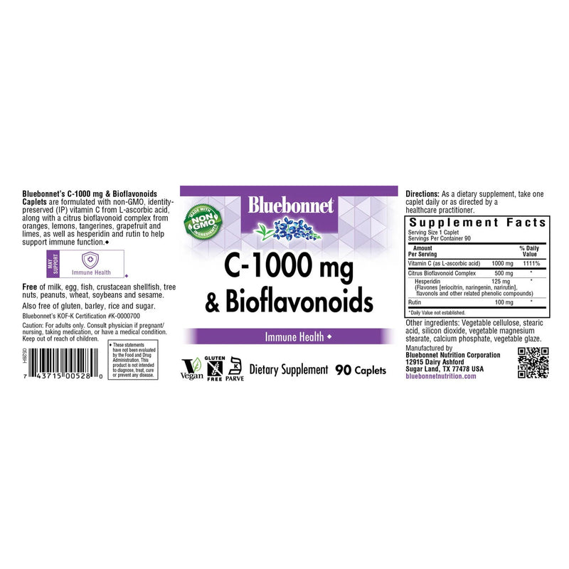 Bluebonnet C-1000 mg & Bioflavonoids 90 Caplets - DailyVita