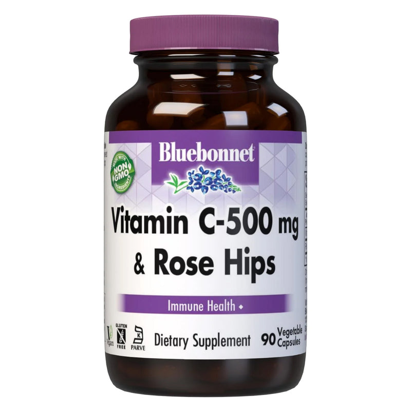 Bluebonnet Vitamin C-500 mg & Rose Hips 90 Veg Capsules - DailyVita