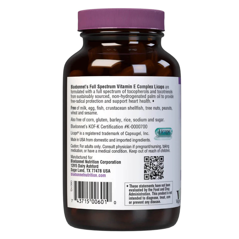 Bluebonnet Full Spectrum Vitamin E Complex 60 Liquid Capsules - DailyVita