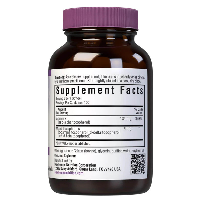Bluebonnet Vitamin E 134 mg (200 IU) Mixed 100 Softgels - DailyVita