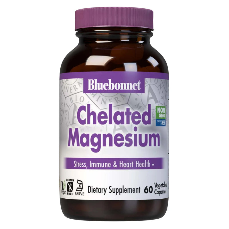 Bluebonnet Chelated Magnesium 60 Veg Capsules - DailyVita
