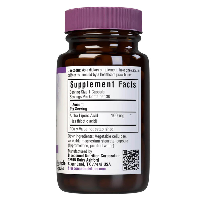 Bluebonnet Alpha Lipoic Acid 100 mg 30 Veg Capsules - DailyVita