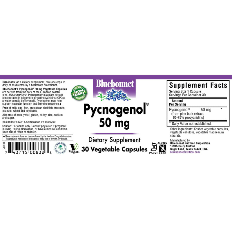Bluebonnet Pycnogenol 50 mg 30 Veg Capsules - DailyVita
